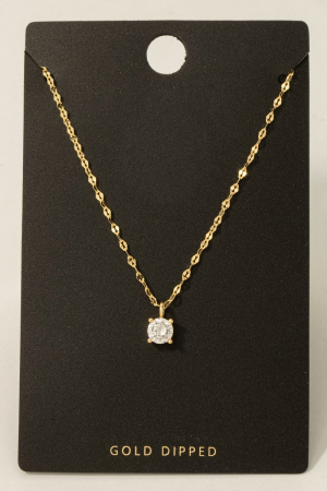 Gold Dipped Circle Cz Gem Pendant Necklace