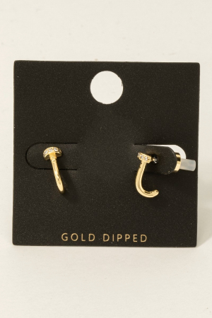 Gold Dipped Cz Station J Hoop Earrings