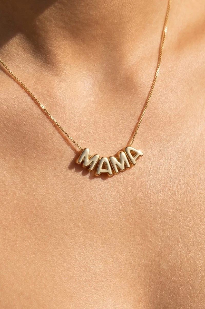 Gold Dipped Mama Letters Chain Necklace
