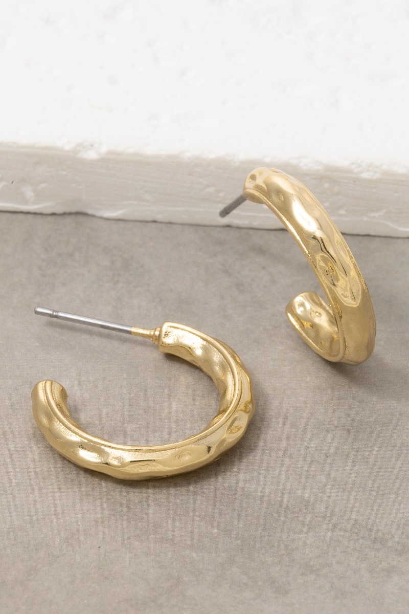 Gold Dipped Warped Hoop Earrings