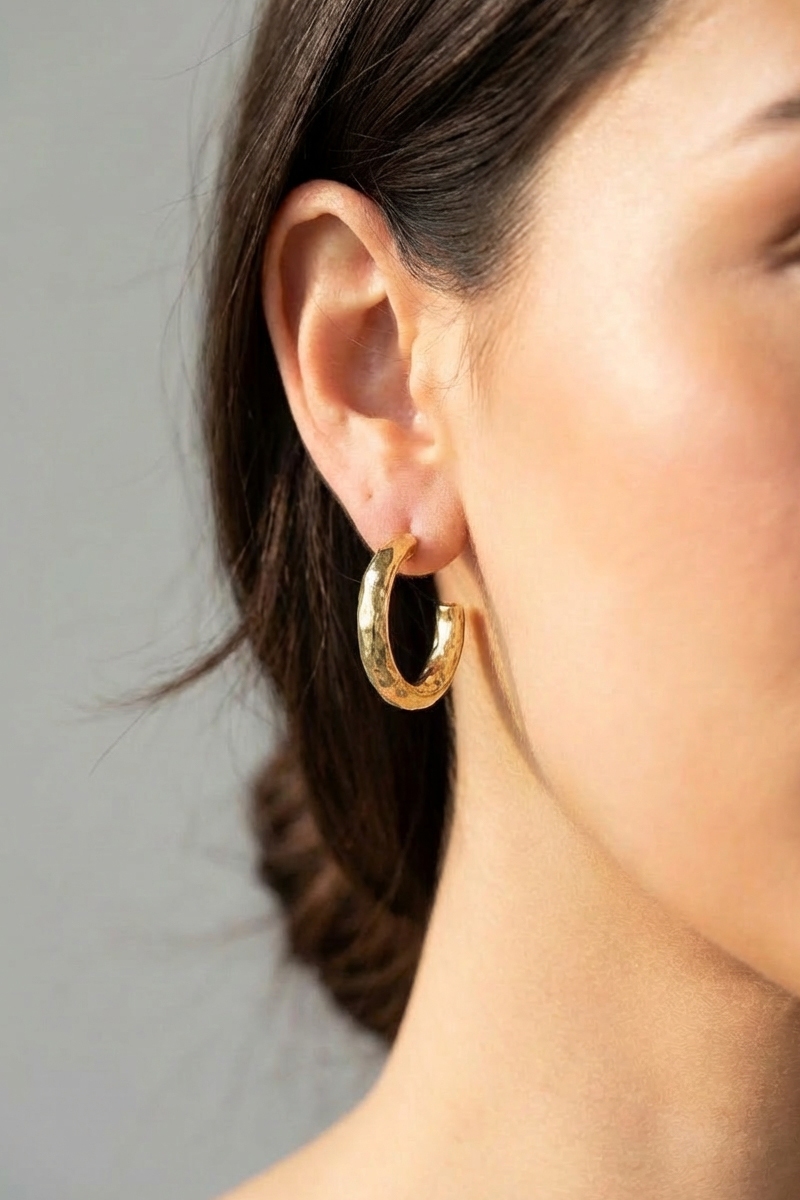 Gold Dipped Warped Hoop Earrings