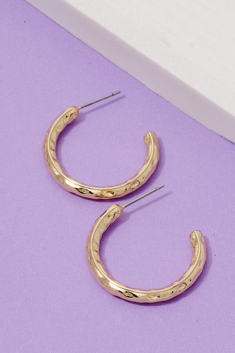 Gold Dipped Textured Hoop Earrings