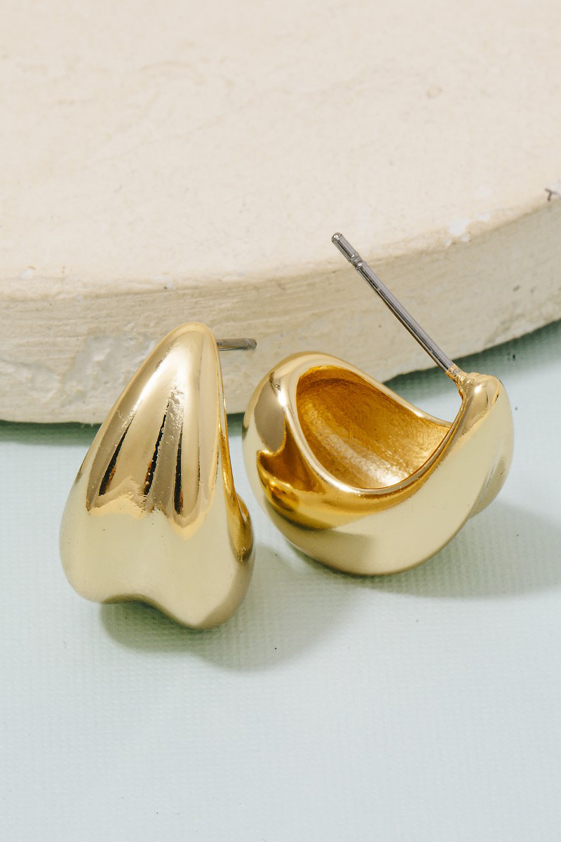 Gold Dipped Solid Layered Teardrop Hoop Earrings