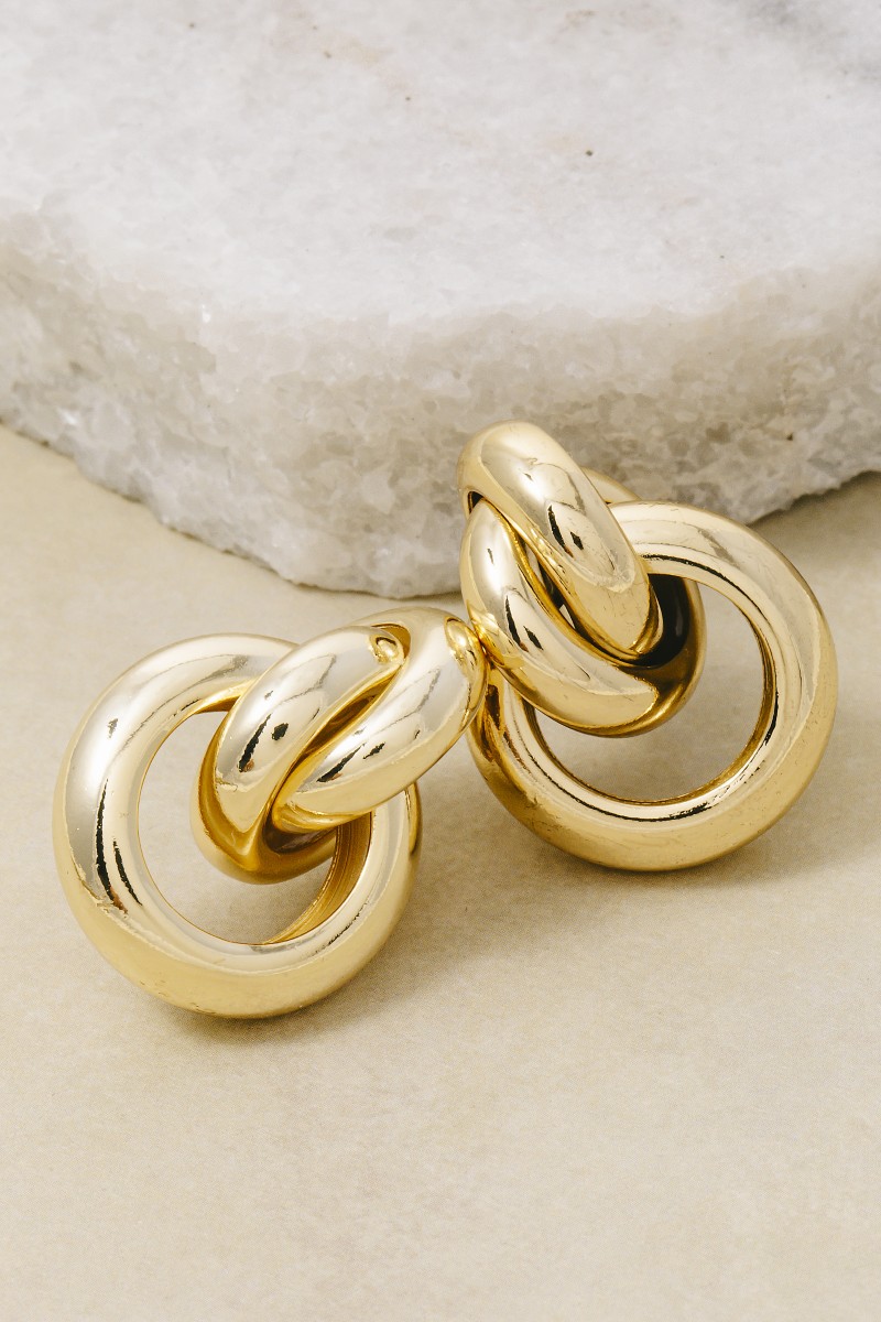 Gold Dipped Thick Layered Door Knocker Earrings