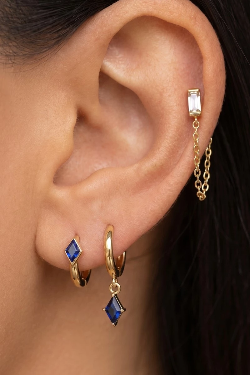 Gold Dipped Mixed Pink Cz Gems Earrings Set