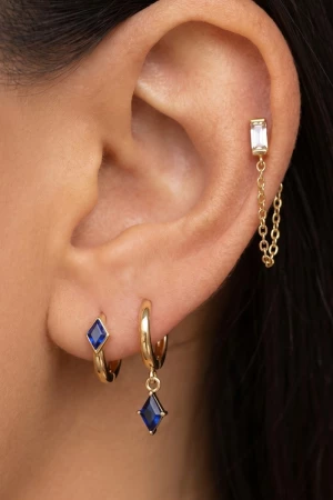 Gold Dipped Mixed Pink Cz Gems Earrings Set