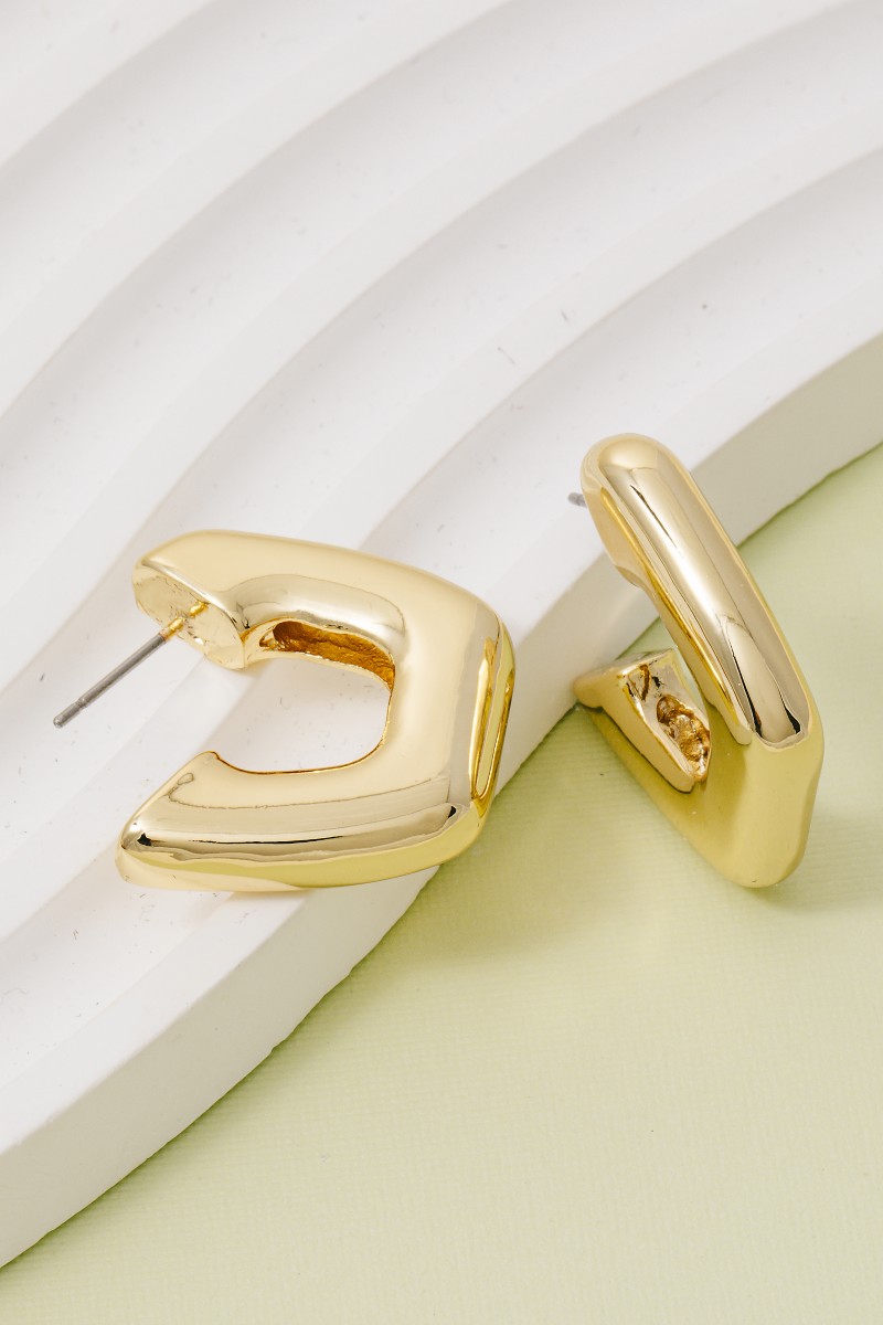 Gold Dipped Abstract  Thick Hoop Earrings