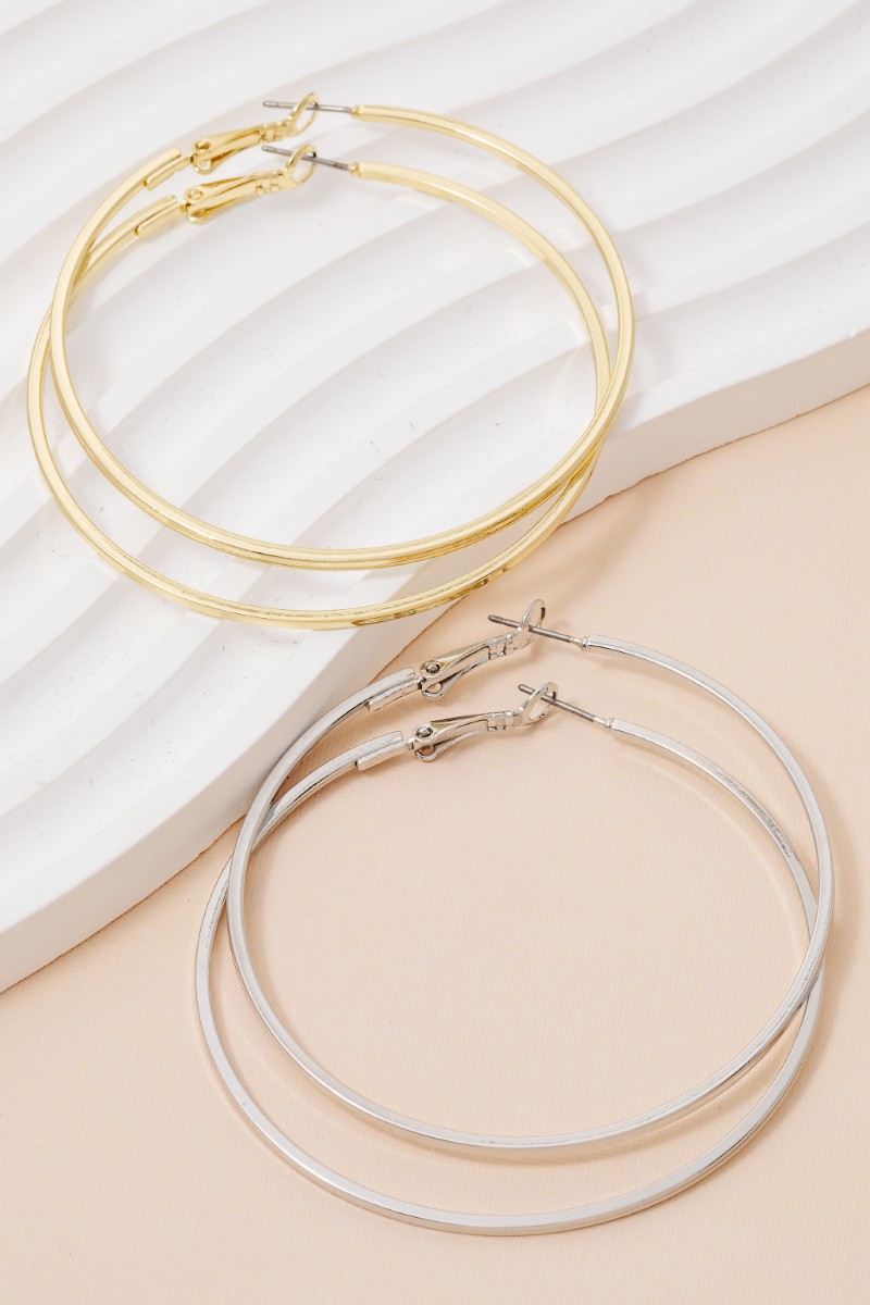 Gold Dipped Large Latch Hoop Earrings