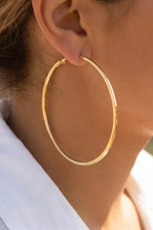 Gold Dipped Large Latch Hoop Earrings