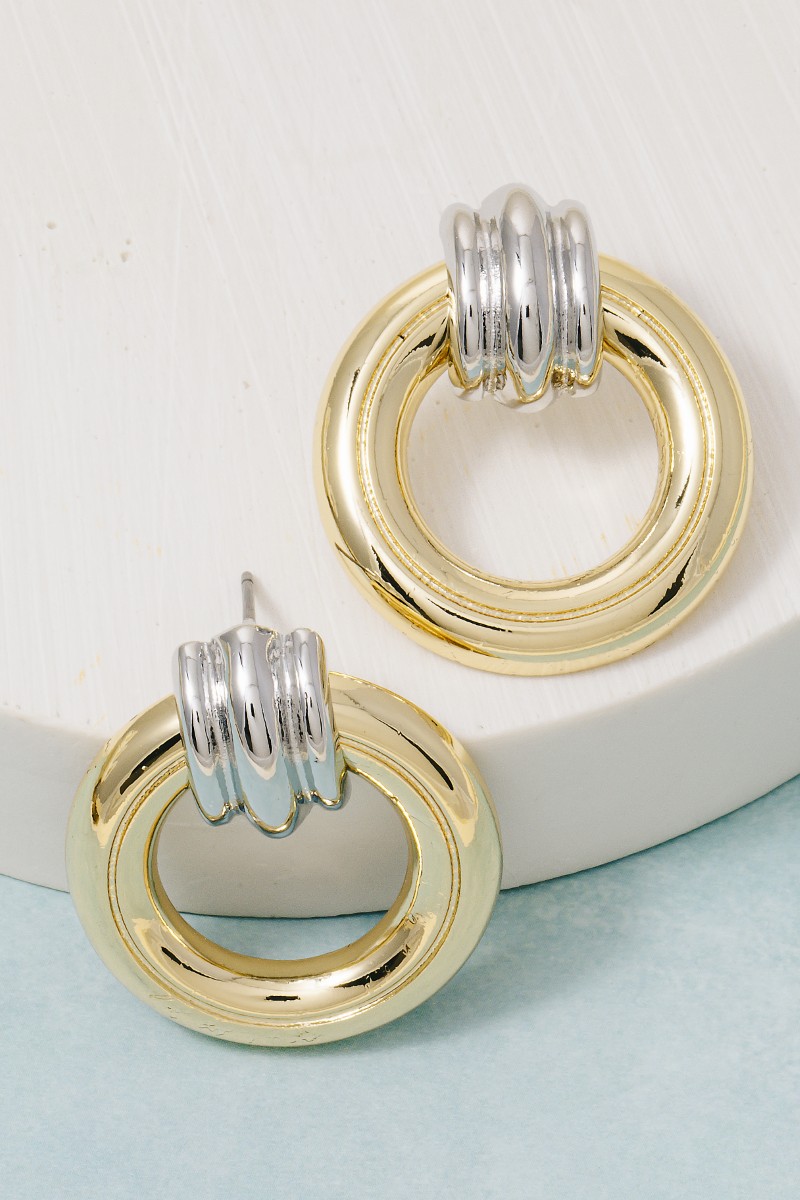 Gold Dipped Two Tone Door Knocker Earrings