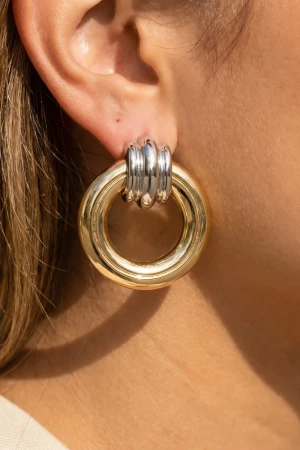Gold Dipped Two Tone Door Knocker Earrings
