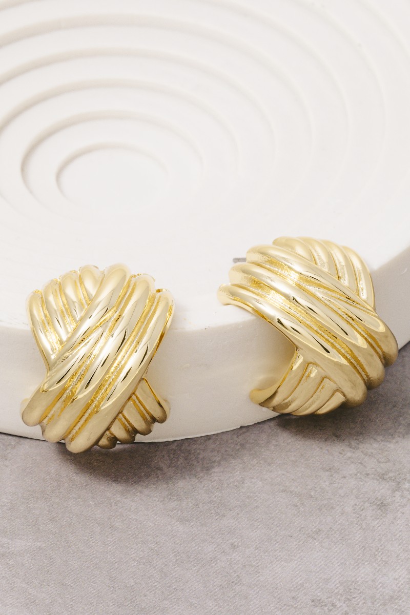Gold Dipped Hash Weave Hoop Earrings