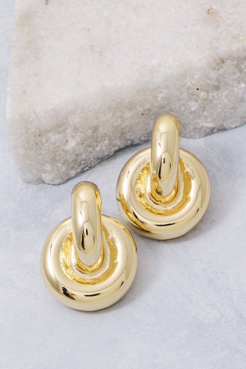 Gold Dipped Solid Door Knocker Earrings