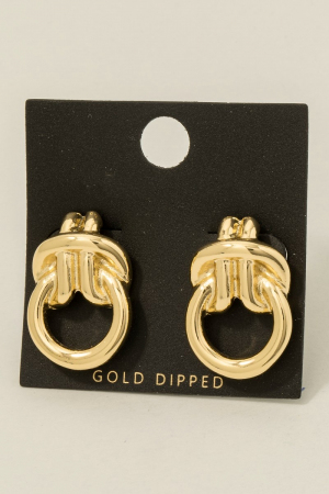 Gold Dipped Intricate Knot Drop Earrings