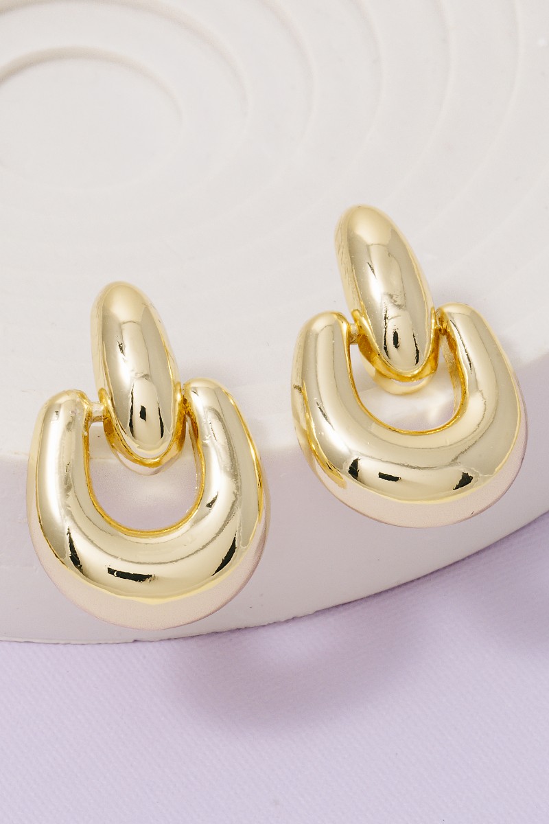 Gold Dipped Rounded Door Knocker Earrings