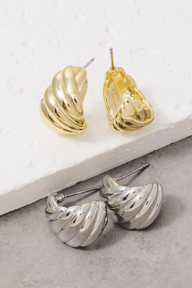 Gold Dipped Solid Weave Hoop Earrings