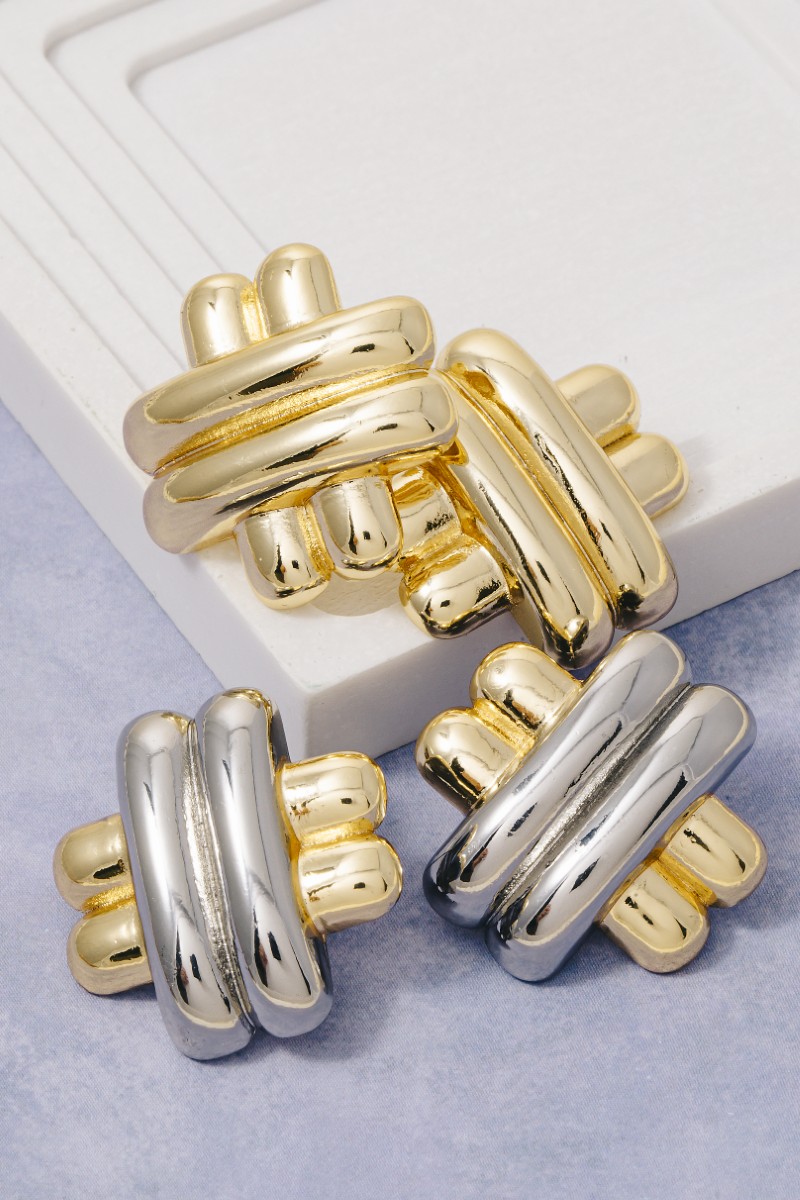 Gold Dipped Hashtag Stud Earrings