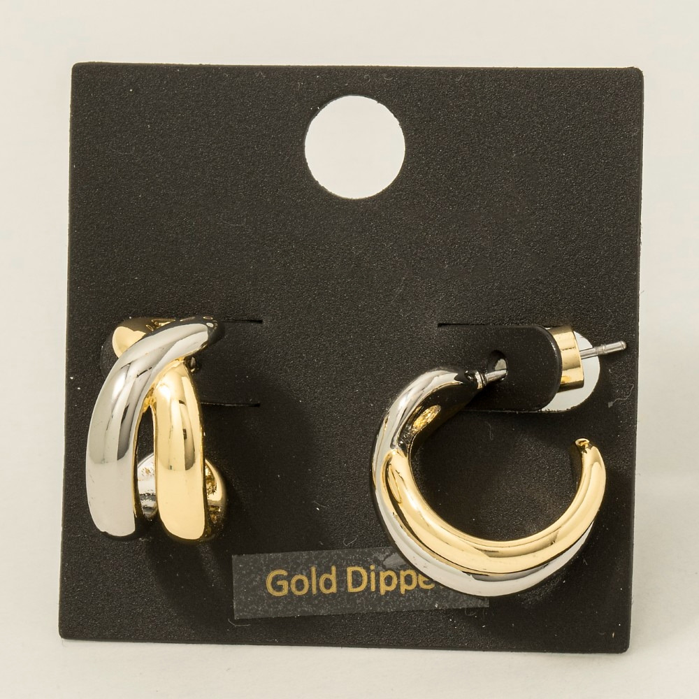 Gold Dipped Two Tone Loop Hoop Earrings