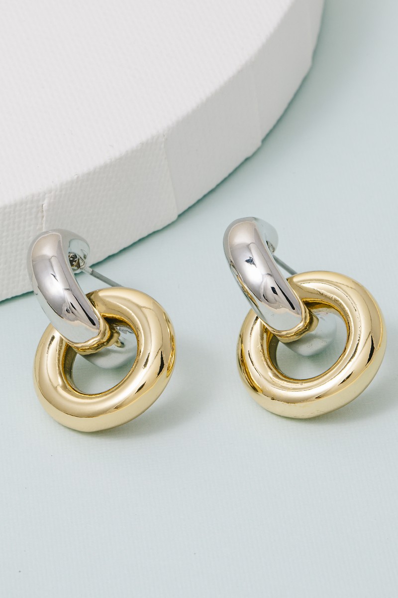 Gold Dipped Two Tone Double Hoop Earrings