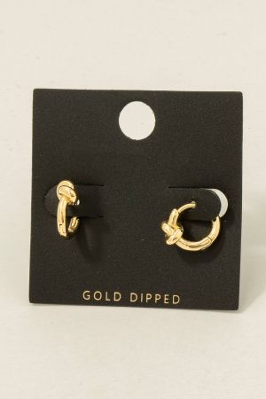 Gold Dipped Small Knot Hinge Hoop Earrings