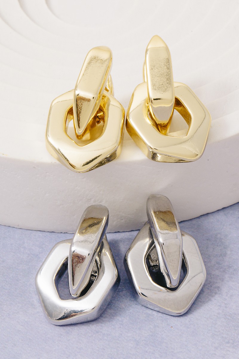 Gold Dipped Links Hinge Hoop Earrings