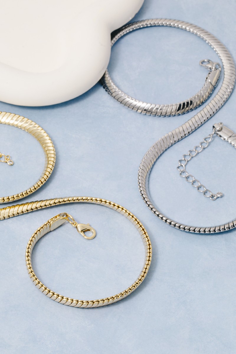 Gold Dipped Classic Snake Classic Chain Necklace