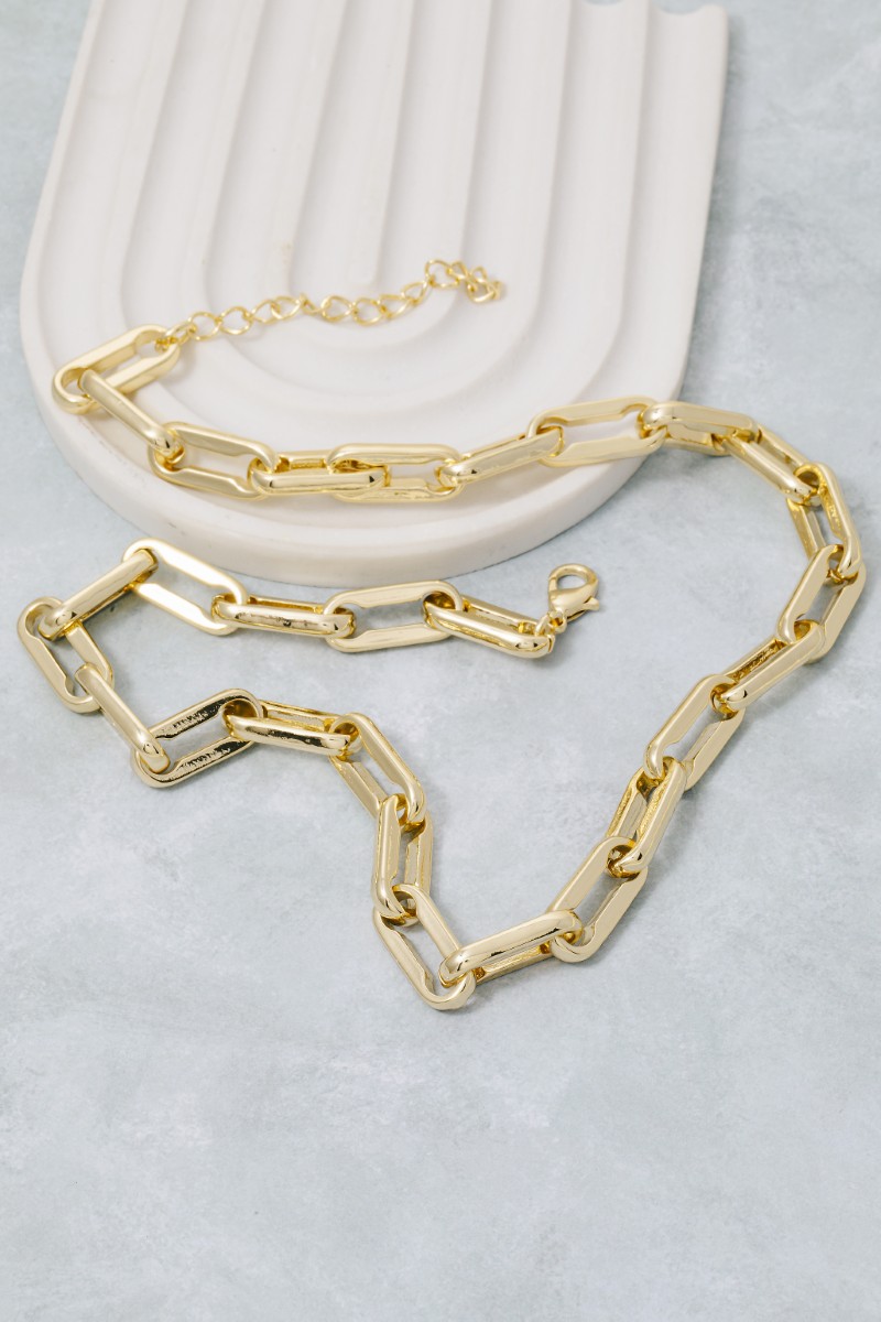 Gold Dipped Thick Oval Chain Link Necklace