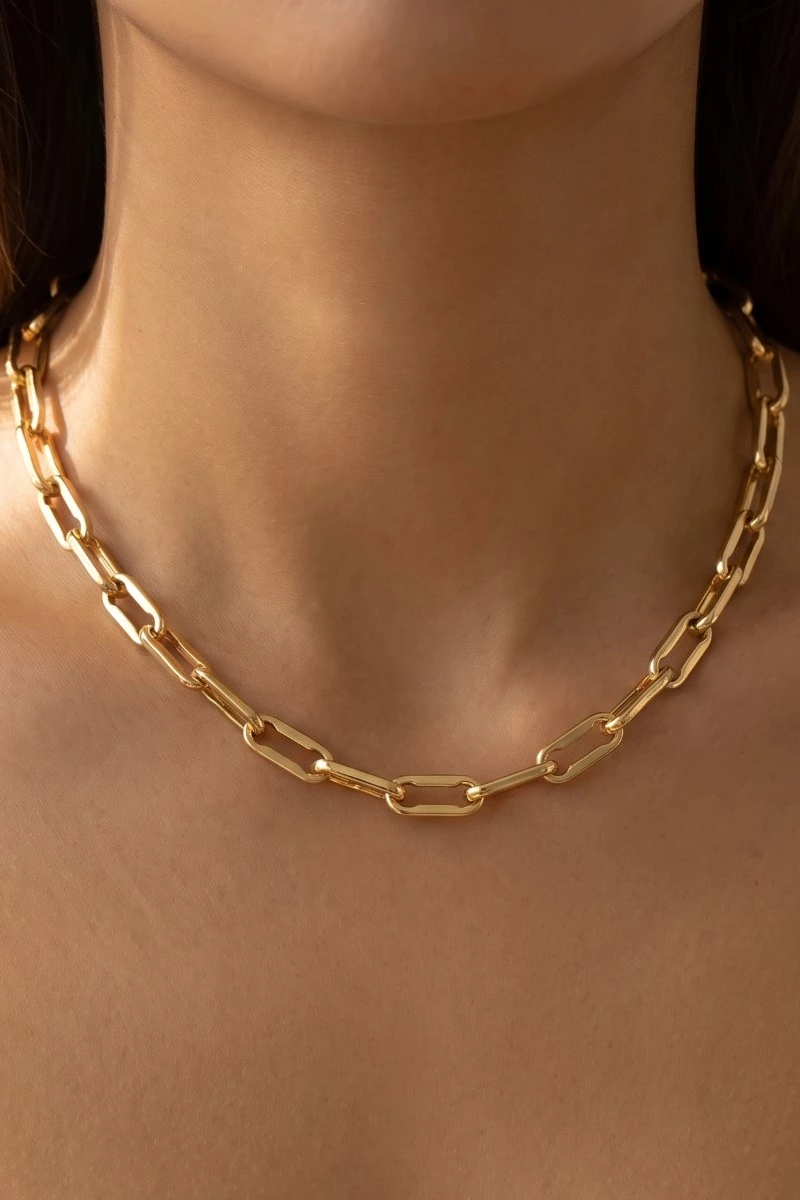 Gold Dipped Thick Oval Chain Link Necklace
