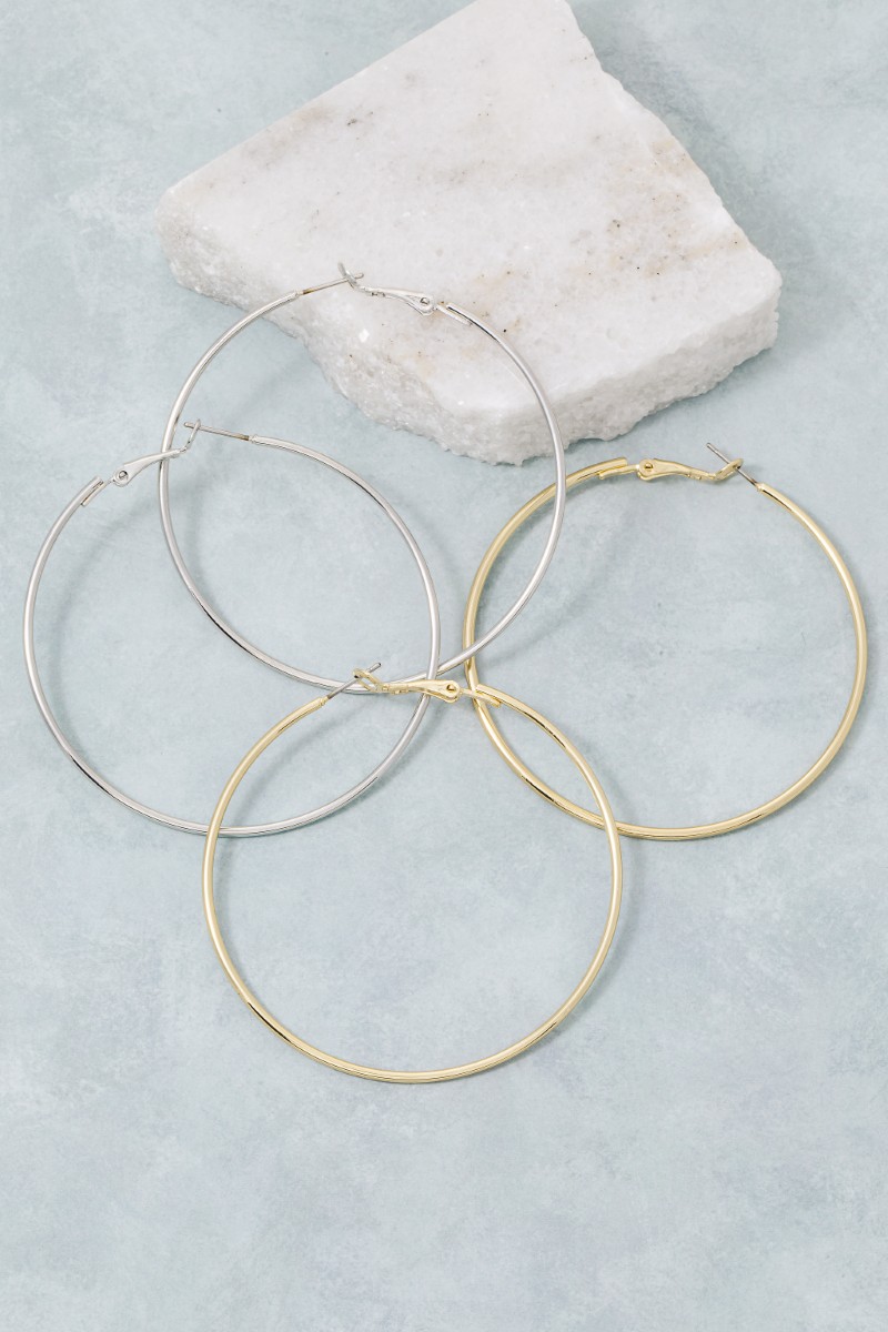 Gold Dipped 60Mm Latch Hoop Earrings