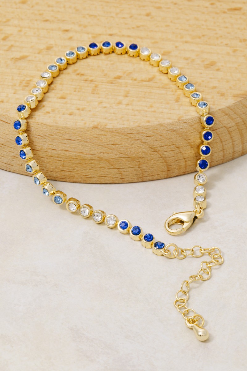 Gold Dipped Gradient Blue Tones Cz Tennis Bracelet
