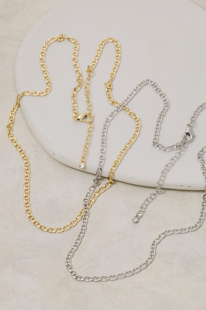 Gold Dipped Dainty Anchor Curb Classic Chain Necklace
