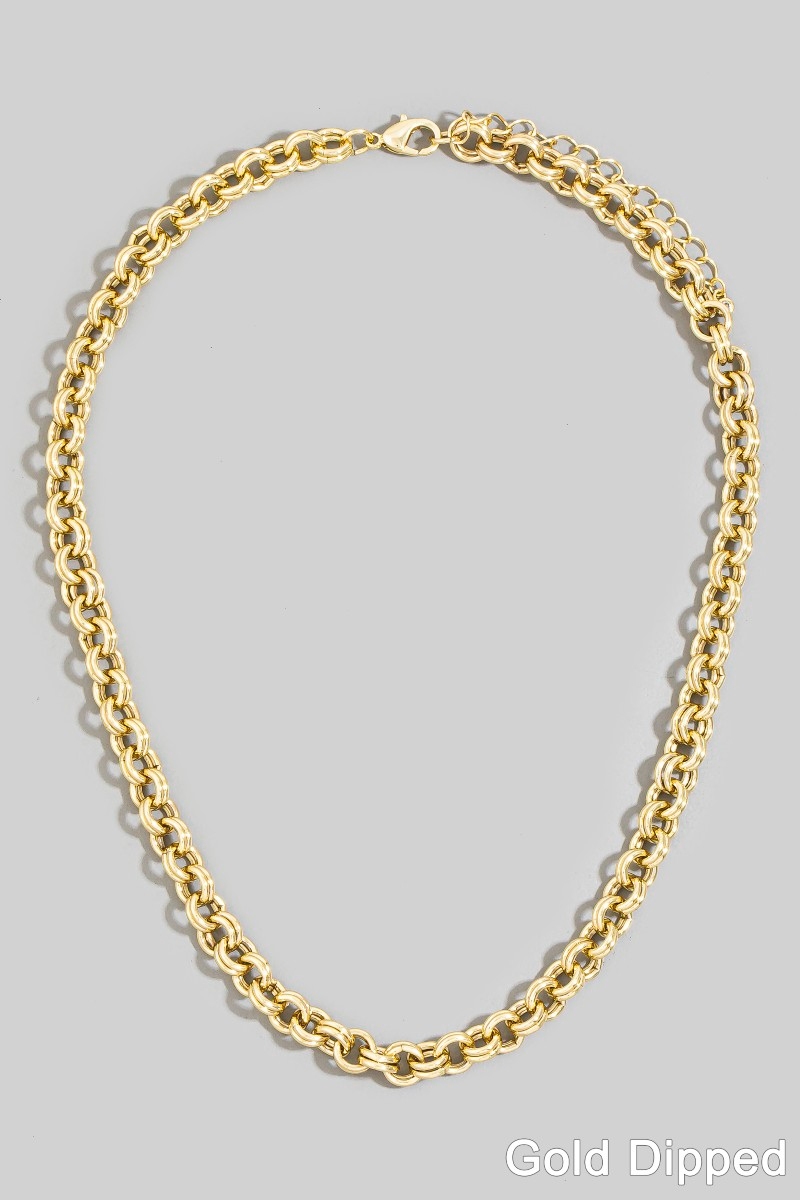 Gold Dipped Double Rolo Chain Necklace