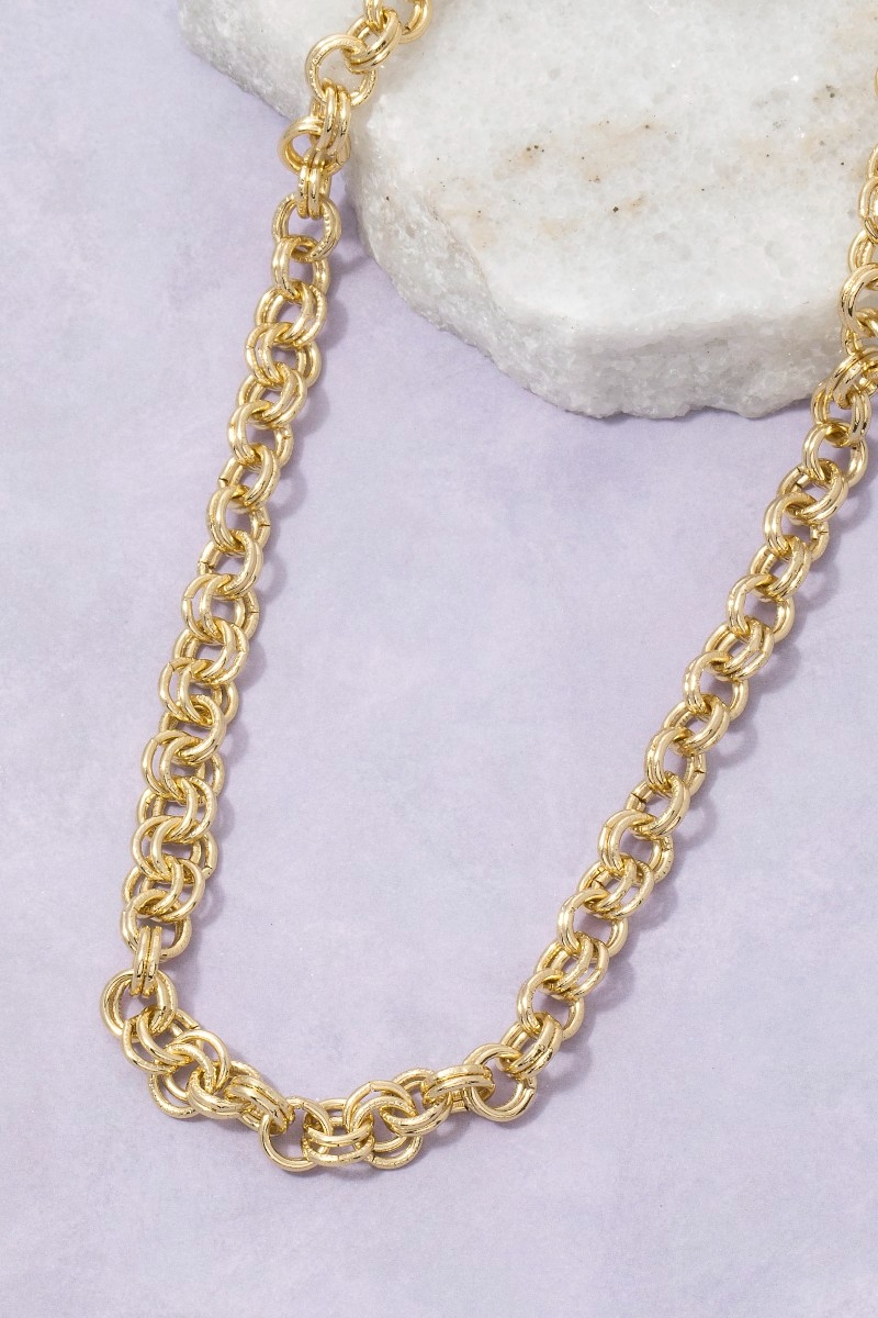 Double Rolo Chain Gold Dipped Chain Necklace