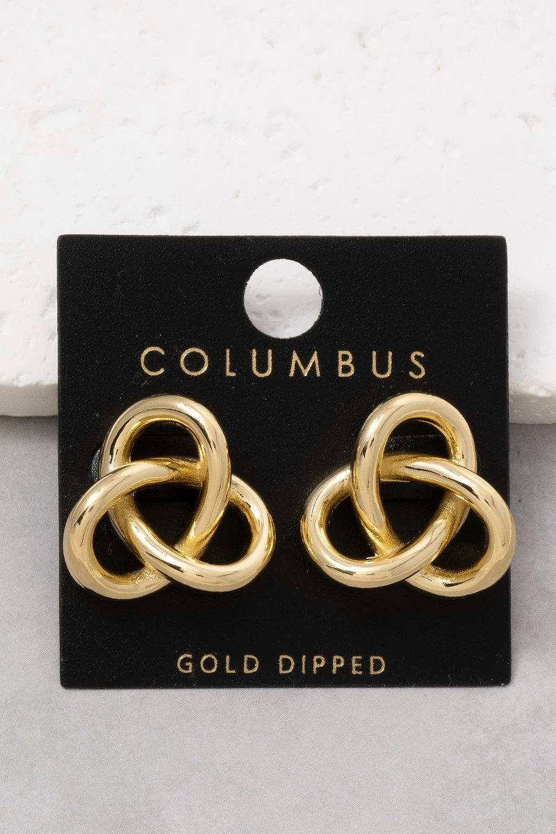 Gold Dipped Intricate Knot Stud Earrings
