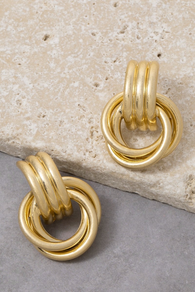 Vintage Gold Dipped Knot Hoop Earrings