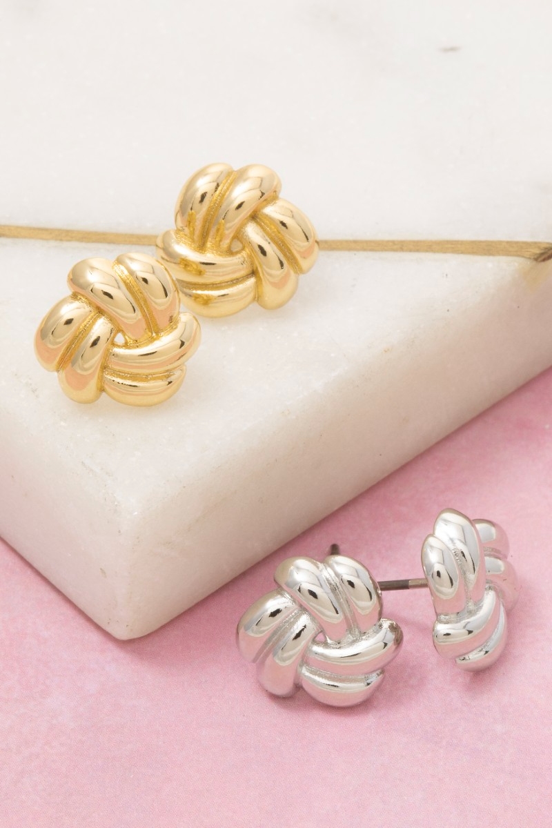 Gold Dipped Knot Stud Earrings