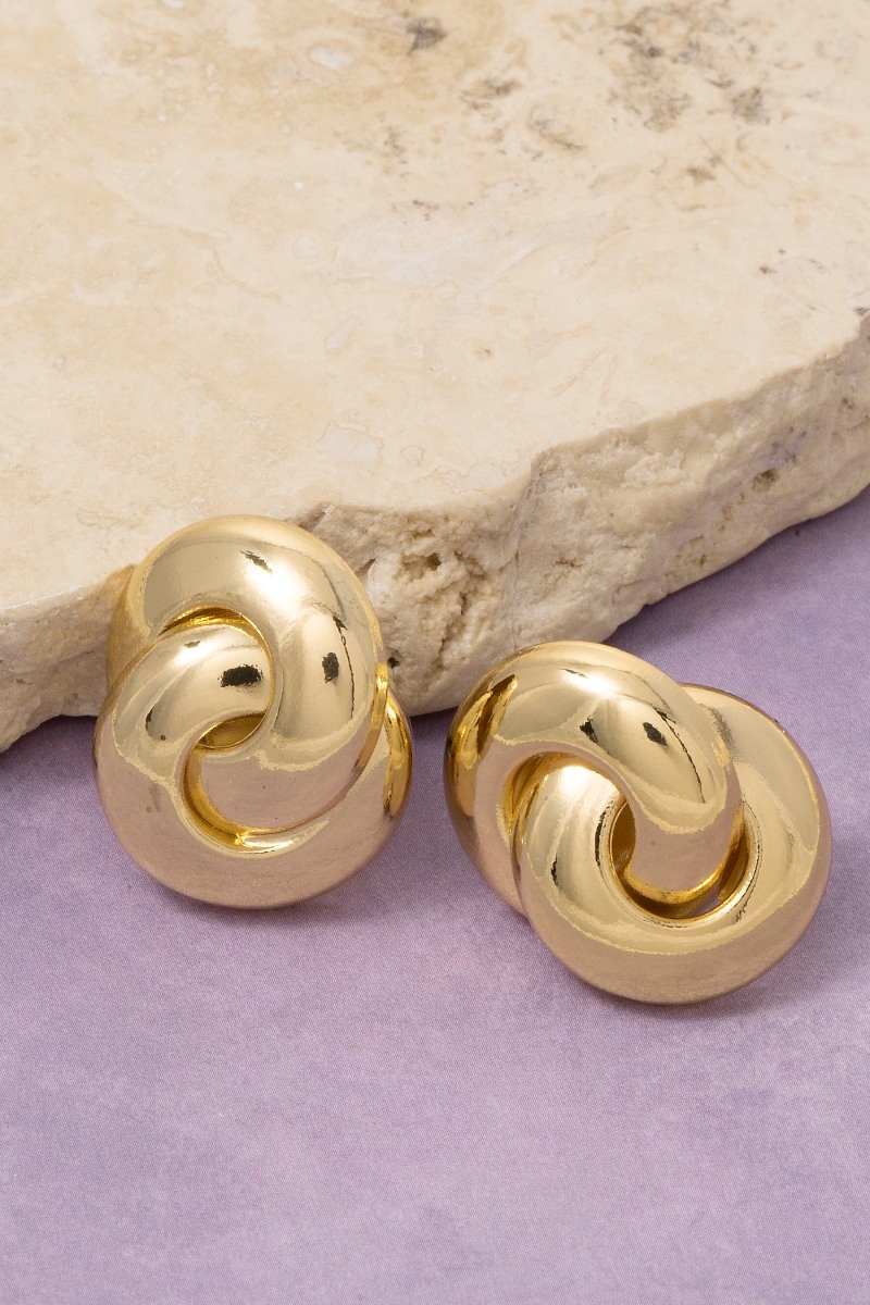 Gold Dipped Circle Link Stud Earrings