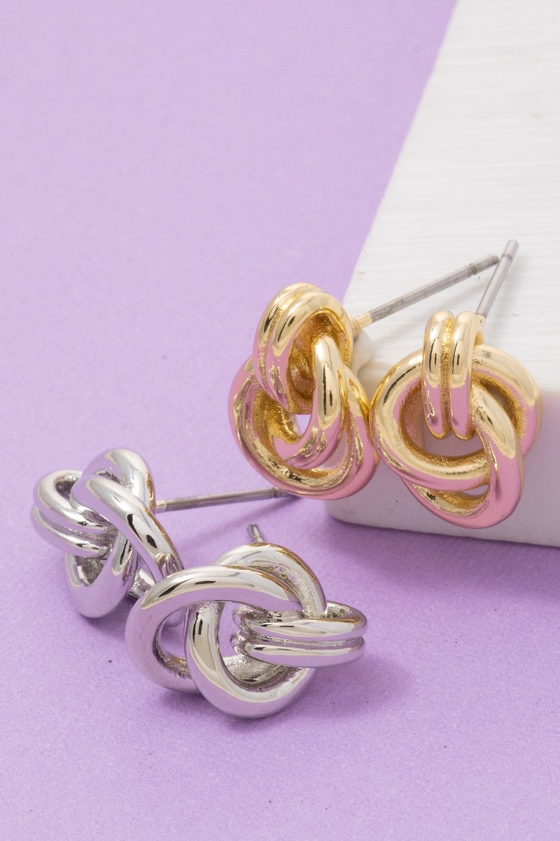 Gold Dipped Knotted Stud Earrings