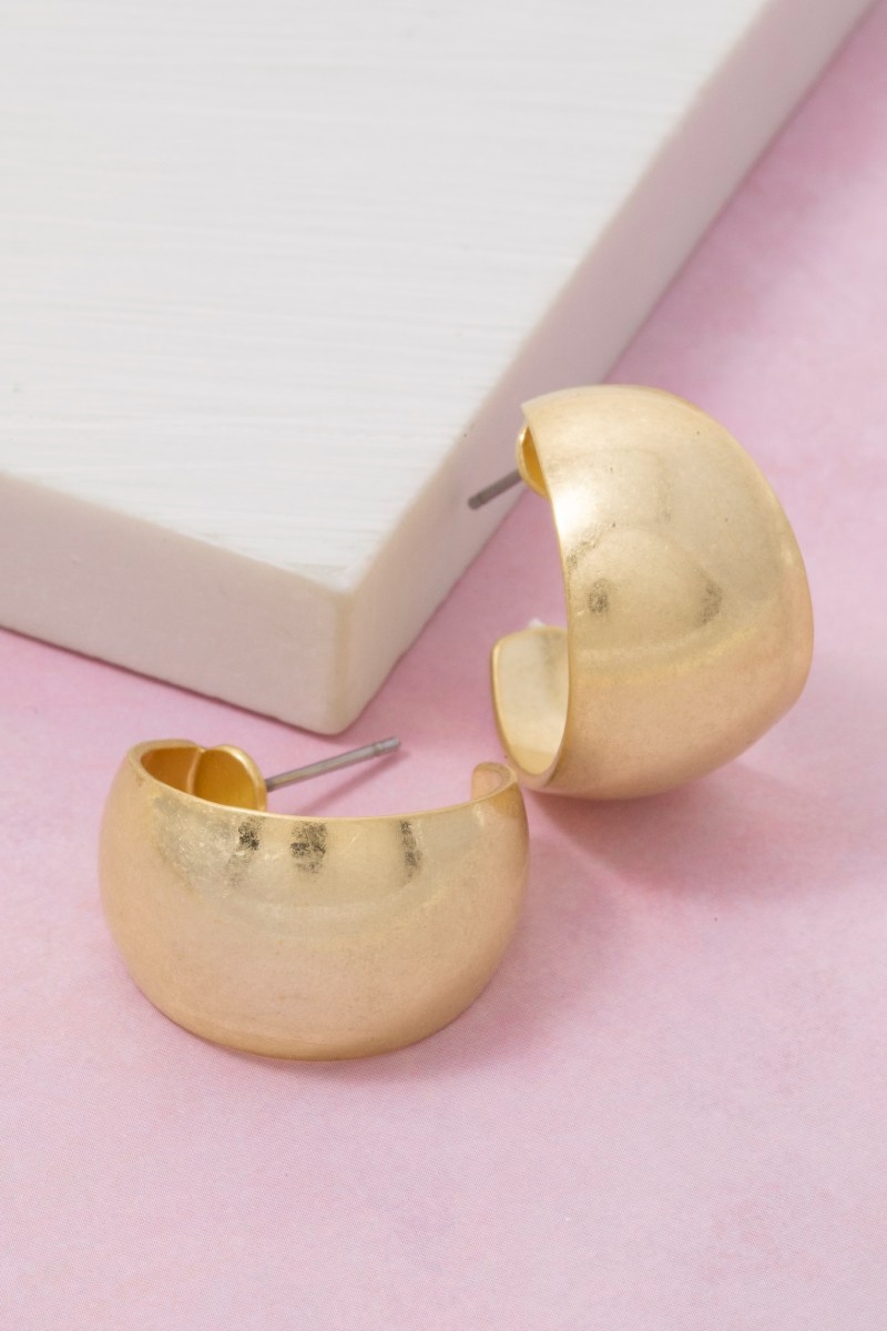 Vintage Gold Rounded Chunky Hoop Earrings