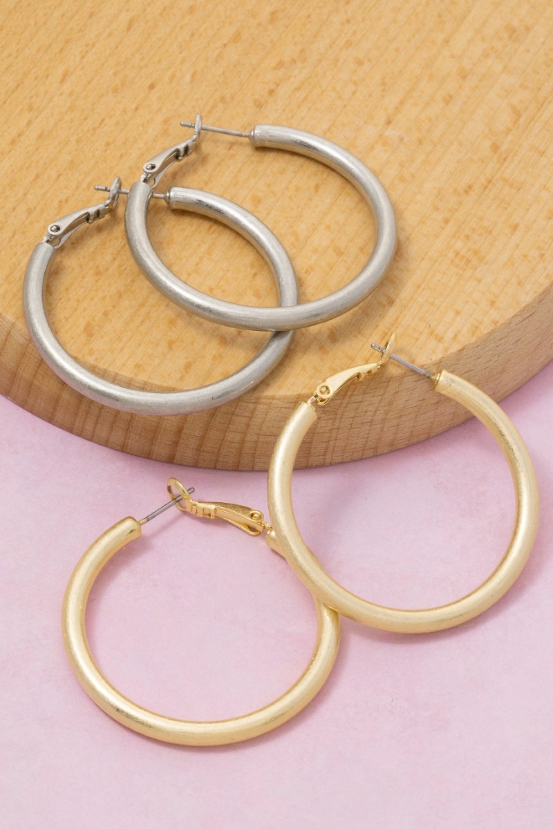 4Cm Vintage Gold Tube Hoop Earrings