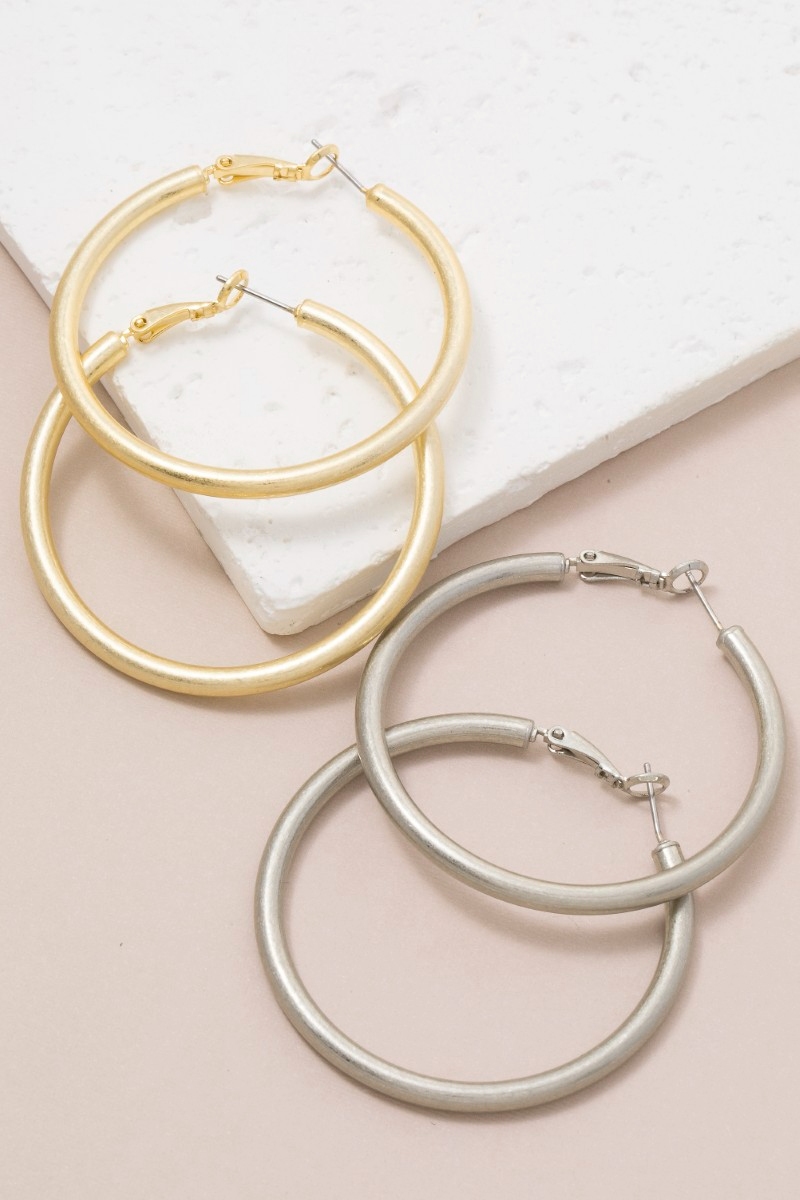 5Cm Vintage Gold Tube Hoop Earrings