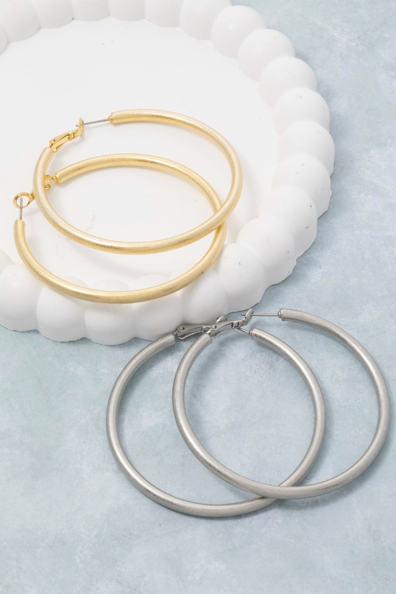 6Cm Vintage Gold Tube Hoop Earrings