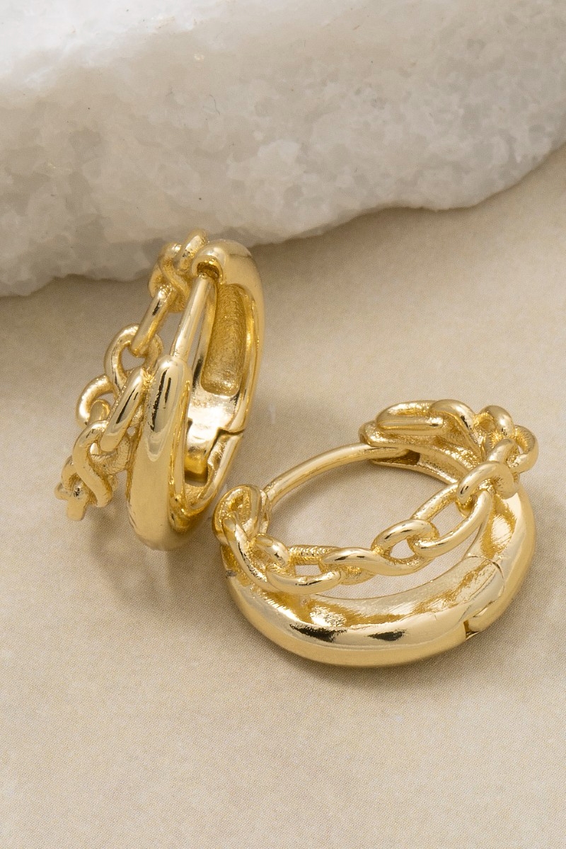 Gold Dipped Chain And Solid Layered Hoop Earrings