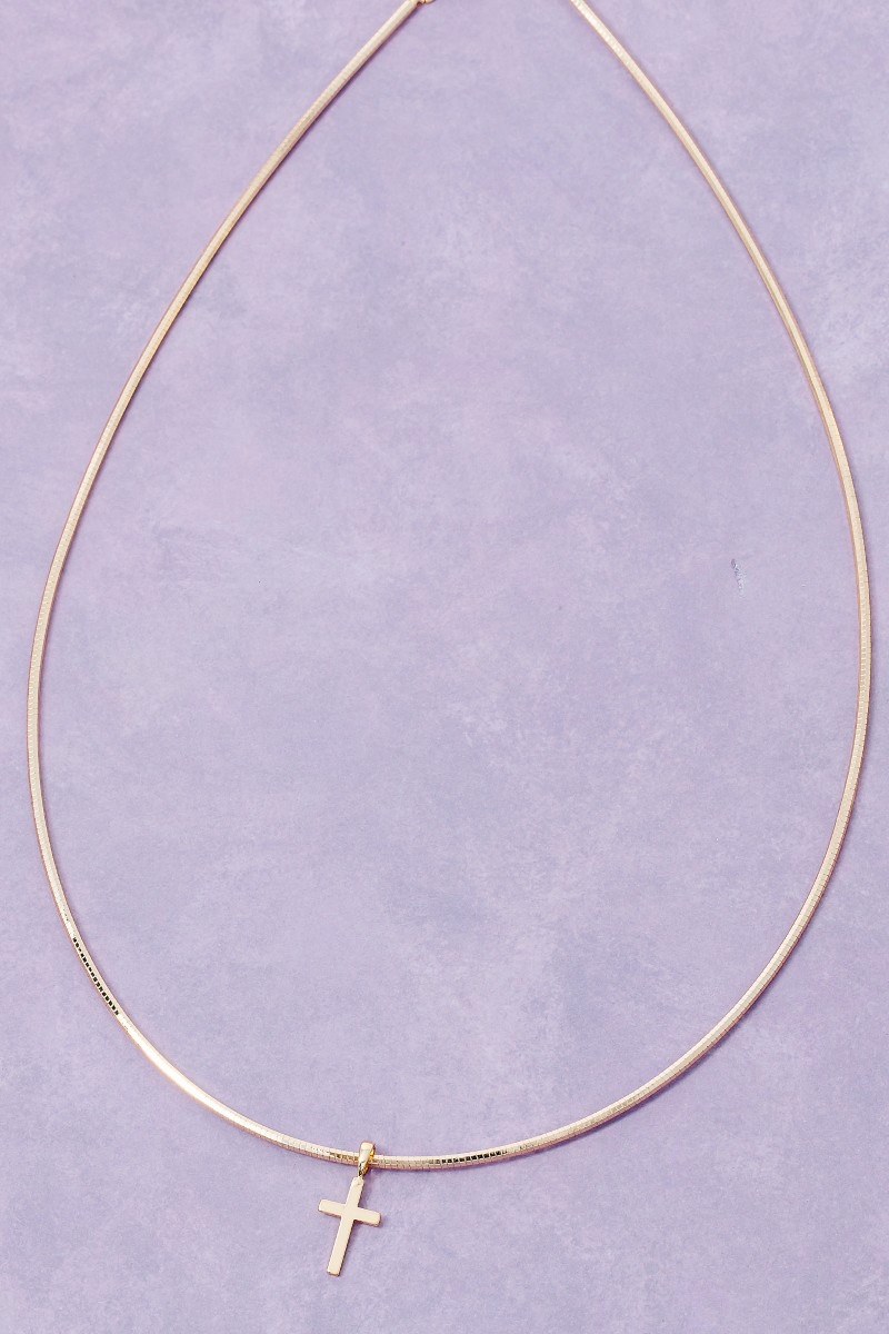 Gold Dipped Cross Pendant Choker Necklace