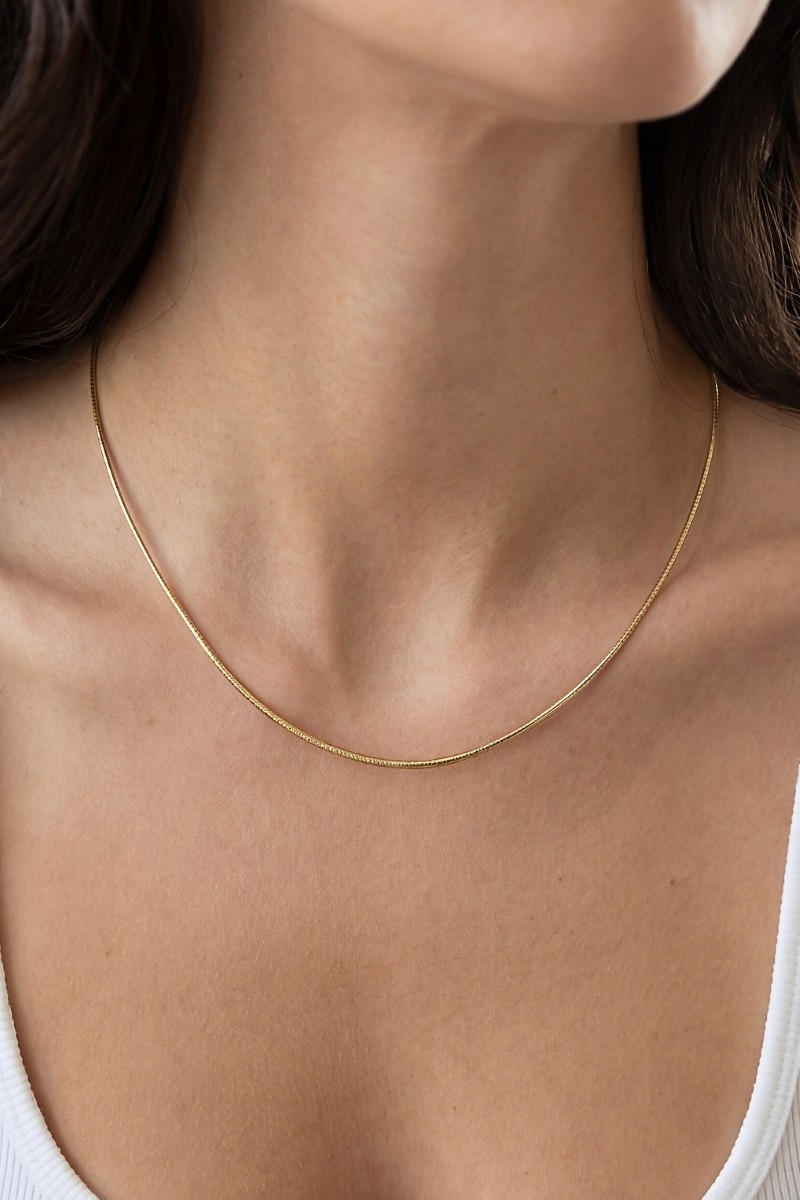 Gold Dipped Twisted Mini Box Chain Necklace