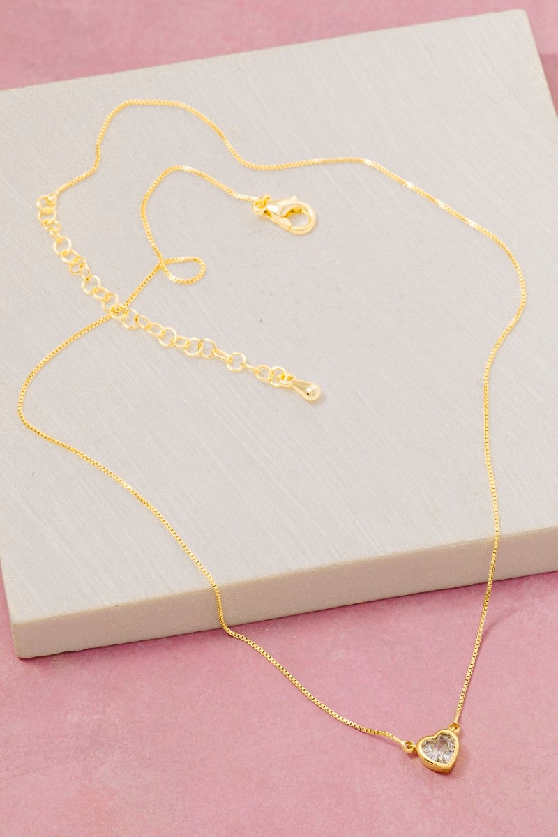 Cz Heart Pendant Gold Dipped Necklace