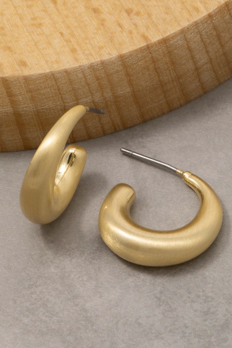Gold Dipped Brushed Hoop Earrings
