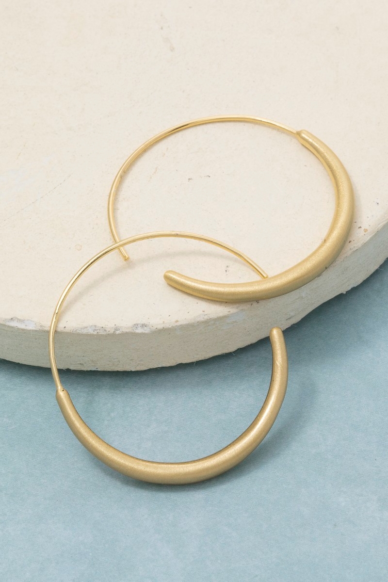 Gold Dipped Brushed Threader Hoop Earrings