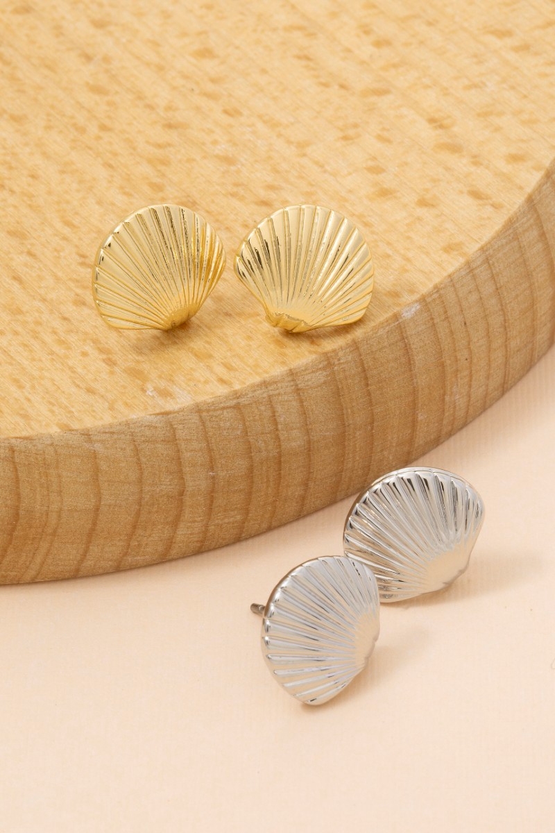 Gold Dipped Sea Shell Stud Earrings