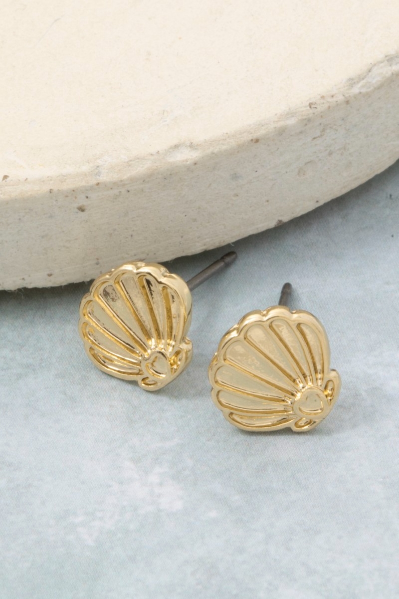 Gold Dipped Mini Sea Shell Stud Earrings